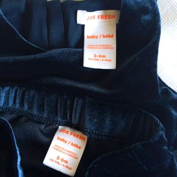joe fresh navy crushed velvet dress with matching leggings 3-6 months baby girl - Picture 3 of 8